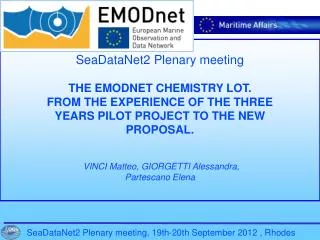 SeaDataNet2 Plenary meeting, 19th-20th September 2012 , Rhodes