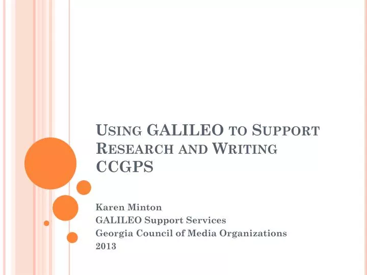 using galileo to support research and writing ccgps