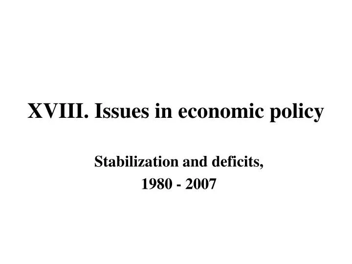 x viii issues in economic policy