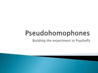 Pseudohomophones