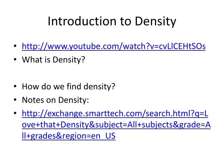 introduction to density