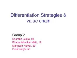 Differentiation Strategies &amp; value chain