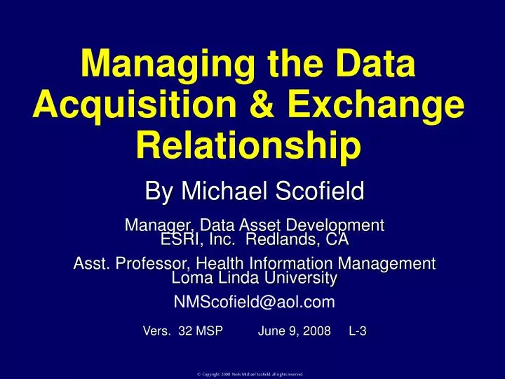 managing the data acquisition exchange relationship