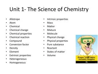 Unit 1- The Science of Chemistry