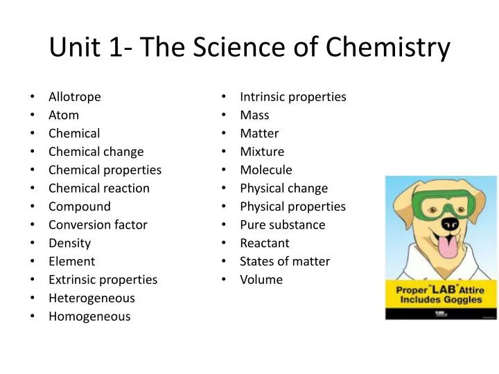 unit 1 the science of chemistry