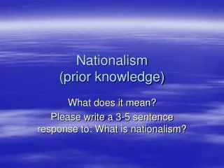 Nationalism (prior knowledge)