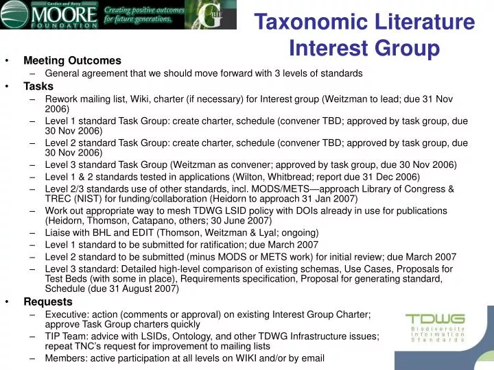 taxonomic literature interest group