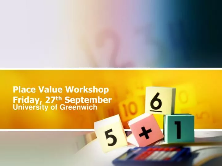 place value workshop friday 27 th september