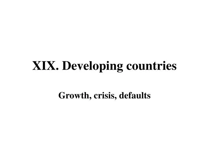 xix developing countries
