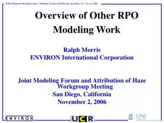 Overview of Other RPO Modeling Work