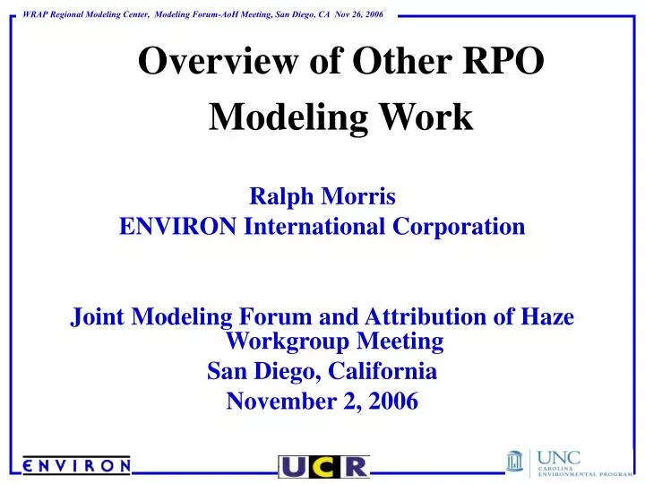 overview of other rpo modeling work