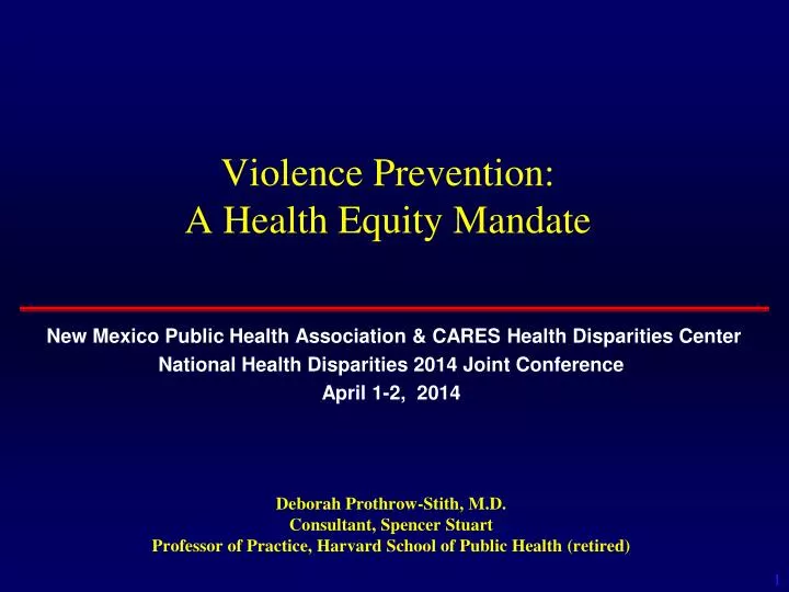 violence prevention a health equity mandate