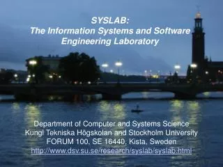 SYSLAB: The Information Systems and Software Engineering Laboratory