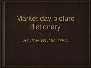 Market day picture dictionary