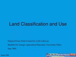 Land Classification and Use