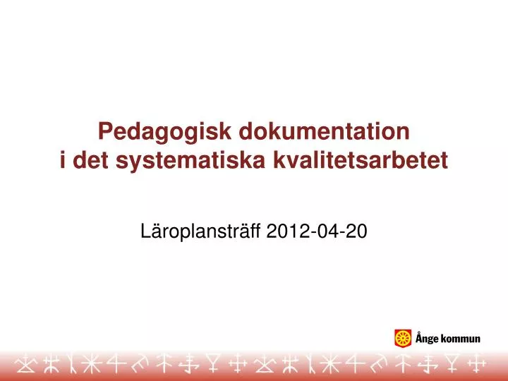 pedagogisk dokumentation i det systematiska kvalitetsarbetet