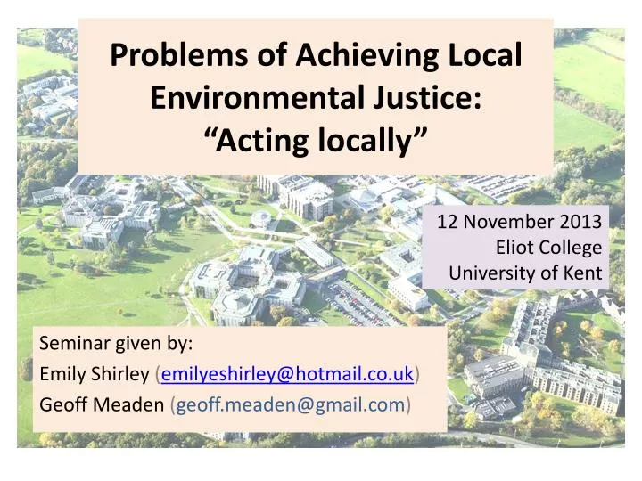 problems of achieving local environmental justice acting locally