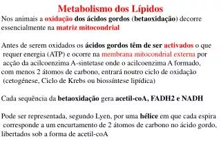 metabolismo dos l pidos