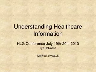 Understanding Healthcare Information