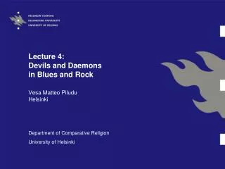 Lecture 4: Devils and Daemons in Blues and Rock