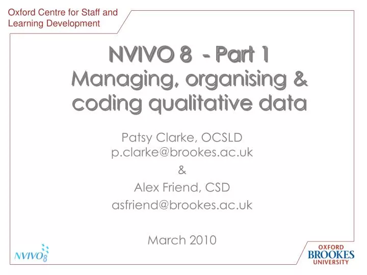 nvivo 8 part 1 managing organising coding qualitative data