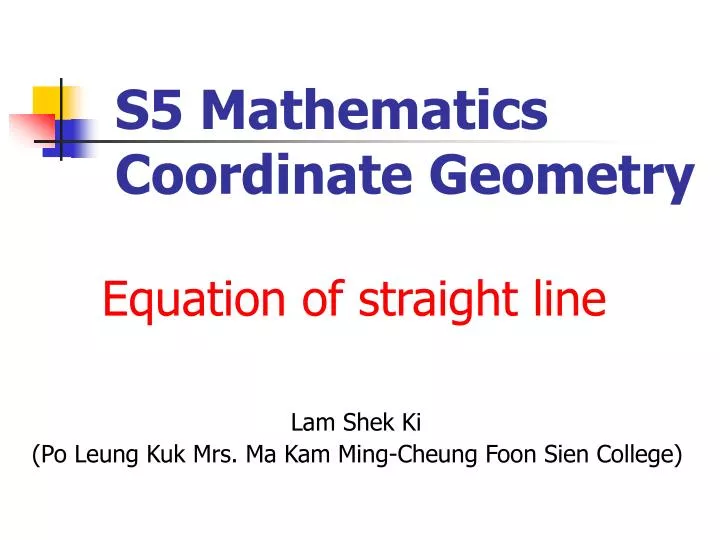 s5 mathematics coordinate geometry