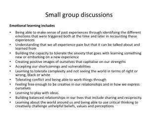 Small group discussions