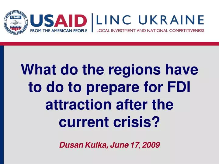 what do the regions have to do to prepare for fdi attraction after the current crisis