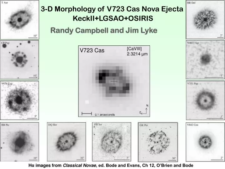 3 d morphology of v723 cas nova ejecta keckii lgsao osiris