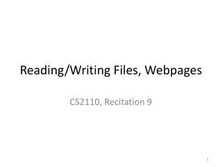Reading/Writing Files, Webpages
