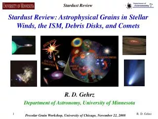 Stardust Review: Astrophysical Grains in Stellar Winds, the ISM, Debris Disks, and Comets