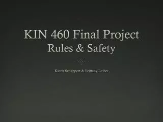 KIN 460 Final Project Rules &amp; Safety
