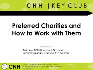 Preferred Charities and How to Work with Them