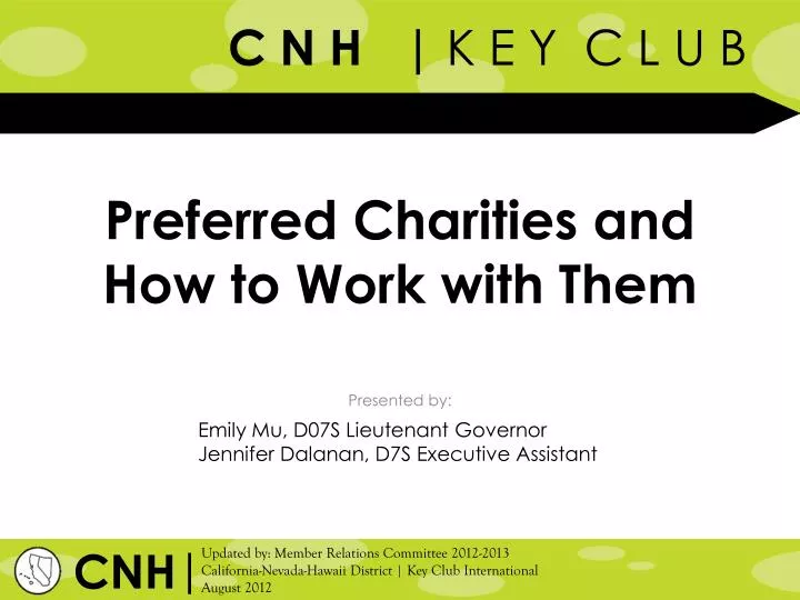 preferred charities and how to work with them