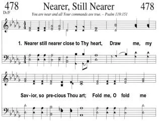 1. Nearer still nearer close to Thy heart, Draw me, my