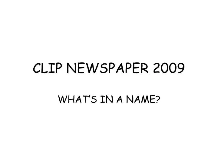 clip newspaper 2009