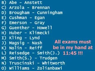 B) Abe - Anstett C) Arzola - Brennan D) Brougham - Cunningham E) Cushman - Egan F) Emerson - Gray