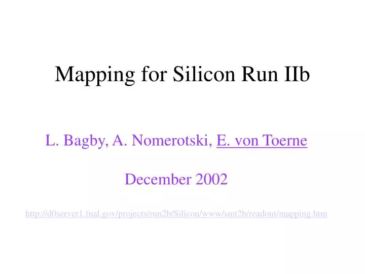 mapping for silicon run iib
