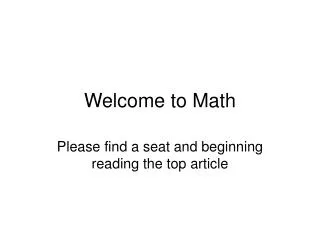 Welcome to Math