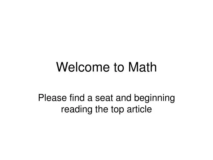 welcome to math