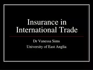 Insurance in International Trade