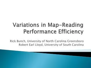Variations in Map-Reading Performance Efficiency