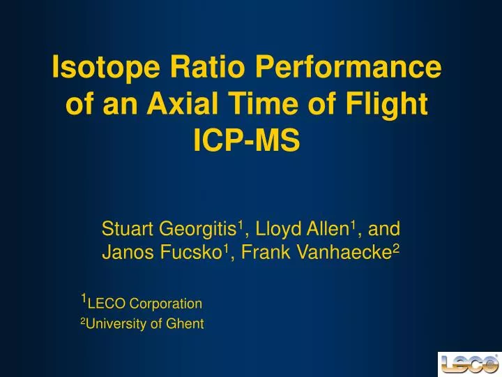 isotope ratio performance of an axial time of flight icp ms