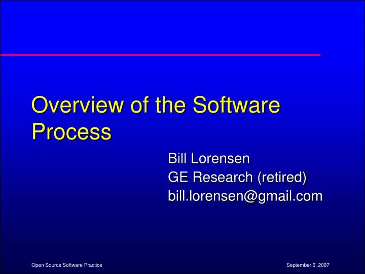 overview of the software process