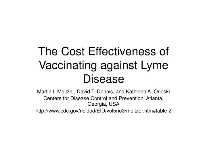 the cost effectiveness of vaccinating against lyme disease