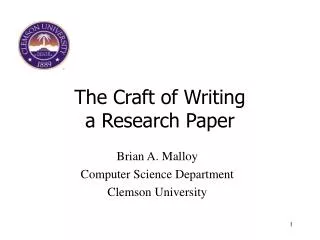 The Craft of Writing a Research Paper