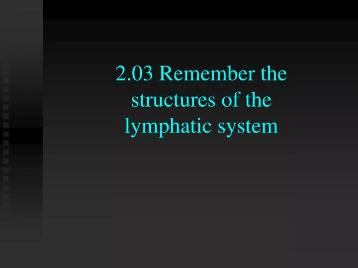 2 03 remember the structures of the lymphatic system