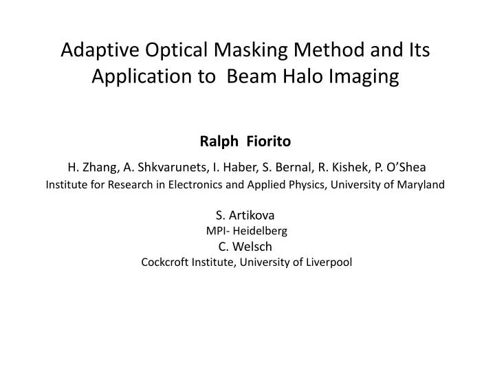 adaptive optical masking method and its application to beam halo imaging
