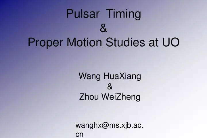 pulsar timing proper motion studies at uo