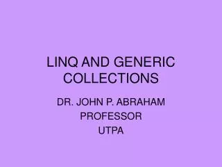 LINQ AND GENERIC COLLECTIONS